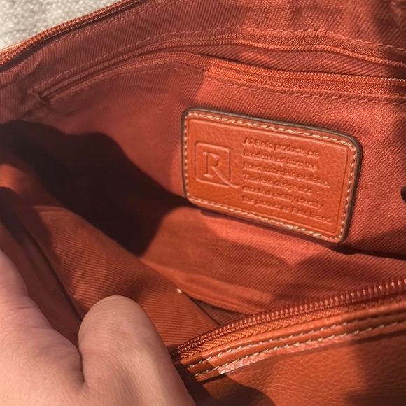 Orange Leather Shoulder Bag with Curved Strap - Picture 5 of 6